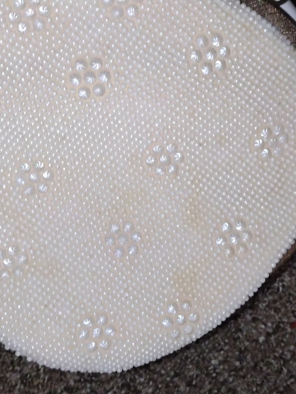 Beaded Cream Evening Crossbody Bag with Gold Frame
